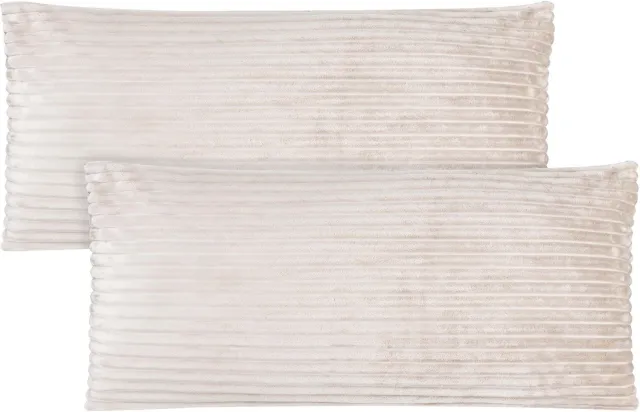Aspero 2 kussenslopen van gestreepte flanel, 40 x 80 cm, „Mendoza“ taupe