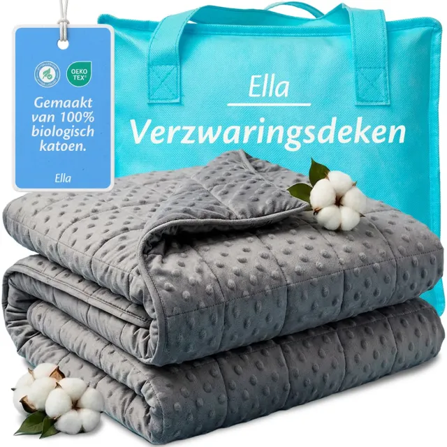 Ella Verzwaringsdeken Kind 2,4kg - Fleece OEKO-TEX Zwaartedeken 90 x 120cm - Weighted Blanket - Verzwaarde Deken 2,4 kg, Grijs minky