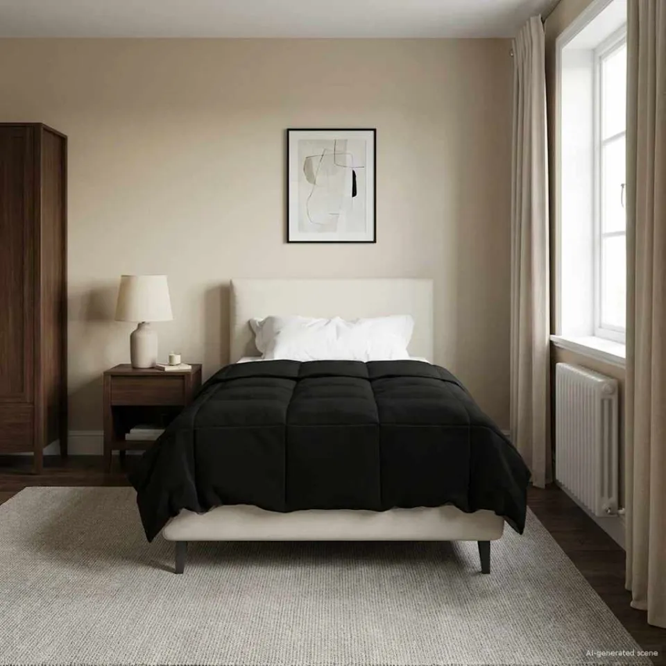 vidaXL Vol jaar dekbed 135 x 220 cm Microfiber (100% polyester) Zwart, foto 4