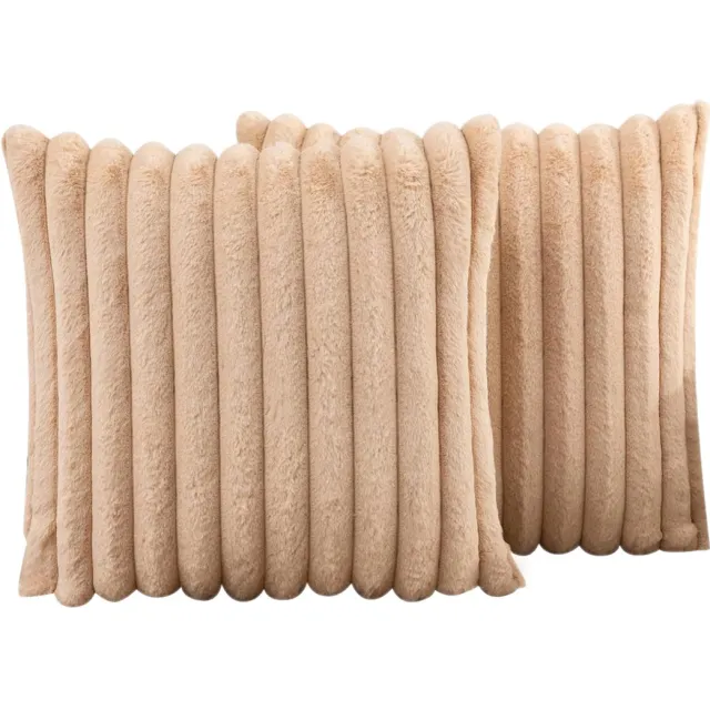MODFU Kussenslopen 2 stuks 50x50 cm – Zachte plush – Met verborgen ritssluiting – Franjerand – Voor slaapkamer & woonkamer – Theegeel