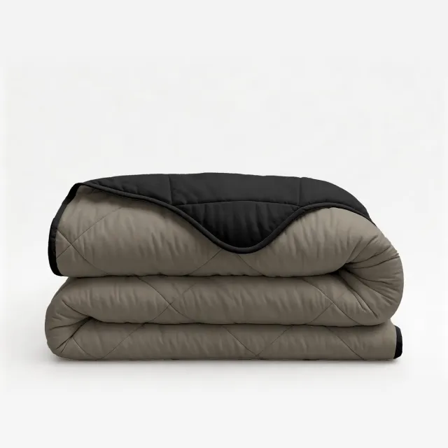 Sleeptime Lazy Lazy Uni Dekbed – Wasbaar | Tweepersoons – 240 x 200cm +2 x kussenslopen 60×70cm | Luxe & Comfortabel Slapen – Taupe/Grijs Taupe/Zwart