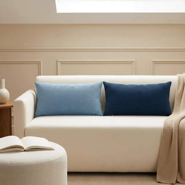 vidaXL Kussensloop 6 st HEERLEN Blauw 40 x 70 cm corduroy