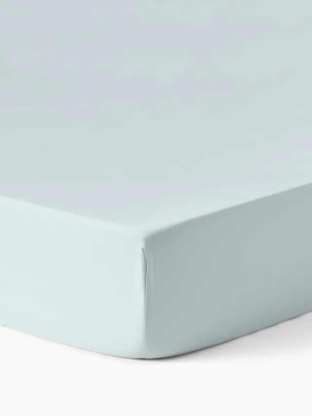 Westwing Collection Topper hoeslaken Comfort, katoensatijn Lichtblauw