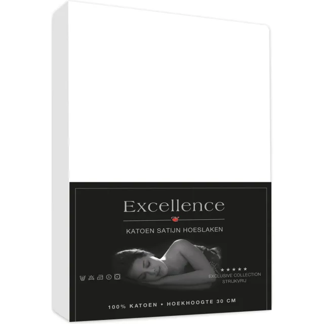 Excellence Topper hoeslaken katoensatijn Excellence 180x200/210cm wit