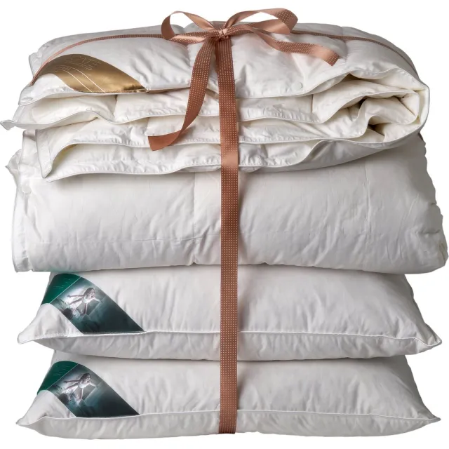 Ten Cate 90% Ganzendonzen 4-Seizoenen Dekbed + 2 Hoofdkussens - 240x200 cm - Luxe Ganzendons - Ademend - Vochtregulerend - Dekbed Set Wit