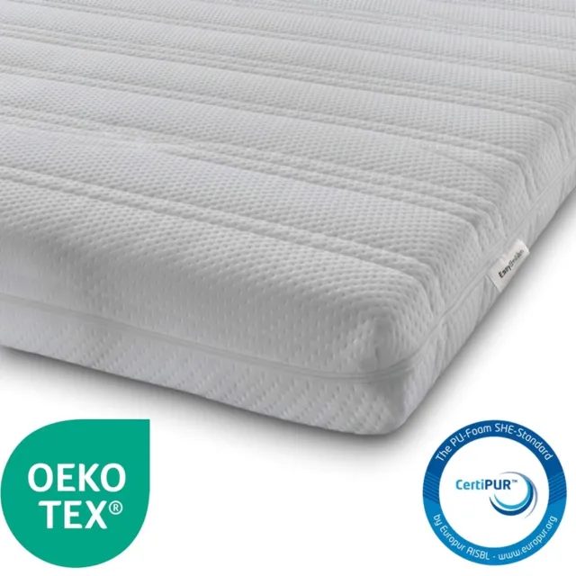 Easy Bedden Topmatras - 100x210 - Topper HR Koudschuim - Medium hardheid - Hybrid - Topdekmatras - circa 7 cm - Afritsbaar Wasbaar Tijk - Orthopedisch - Anti-allergisch - Topper Hotel XL - Anti Bacterieel - CertiPUR® en Okoetex gecertificeerd Wit