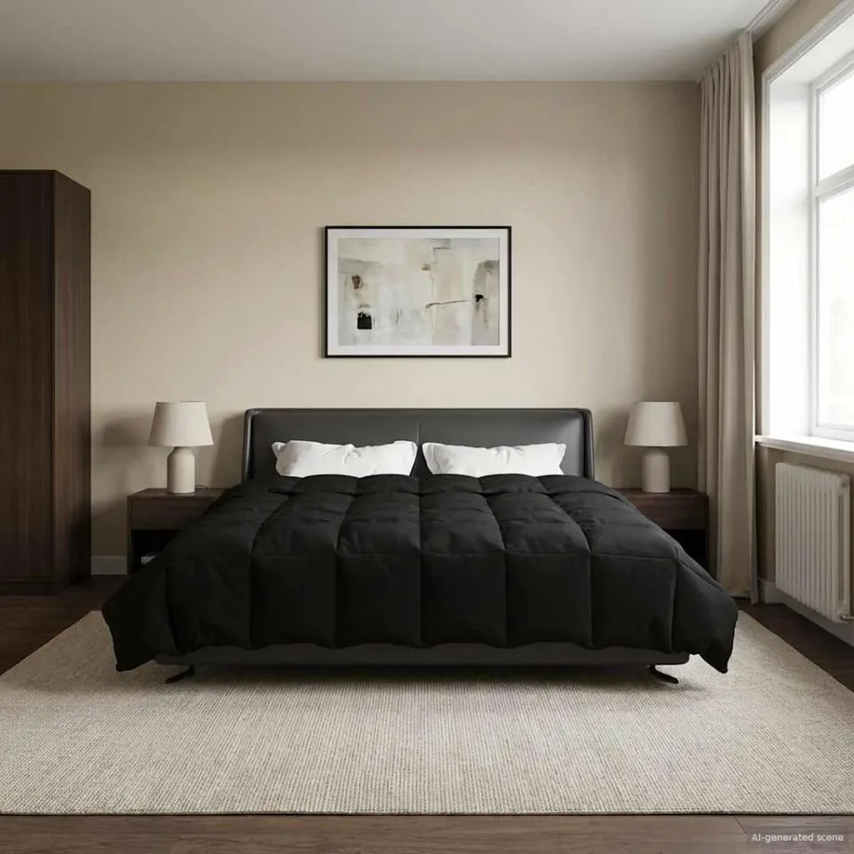 vidaXL Zomer Dekbed 240 x 260 cm Zomer Microfiber (100% polyester) zwart, foto 4