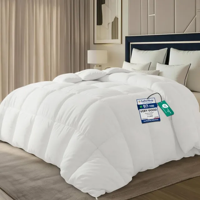Hometex dekbed met Hoektabs (200x200 cm) - Microfiber Zacht Dekbed Tweepersoons zur Winter (2040 g) - Doos Gestikt Alternatief Dekbed (200x200 cm, Grijs)