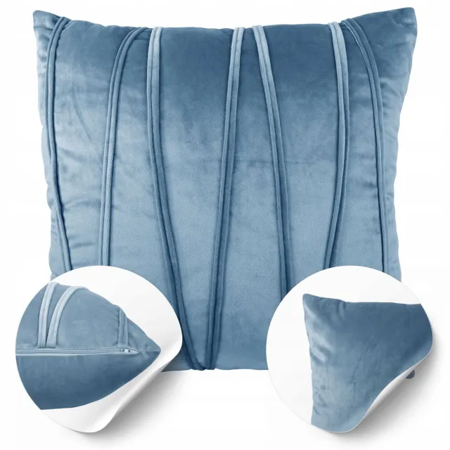 DOMAREX Nieuw Blauw Fluwelen Kussenhoes Montreal 45x45cm Glamour Stijl