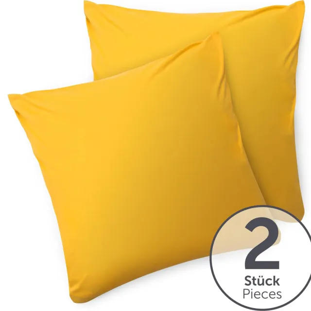 Blumtal Set Van 2 Kussenslopen - Superzachte Premium Jersey Kussenhoes - 100% Katoen - 60 x 60 cm - Geel
