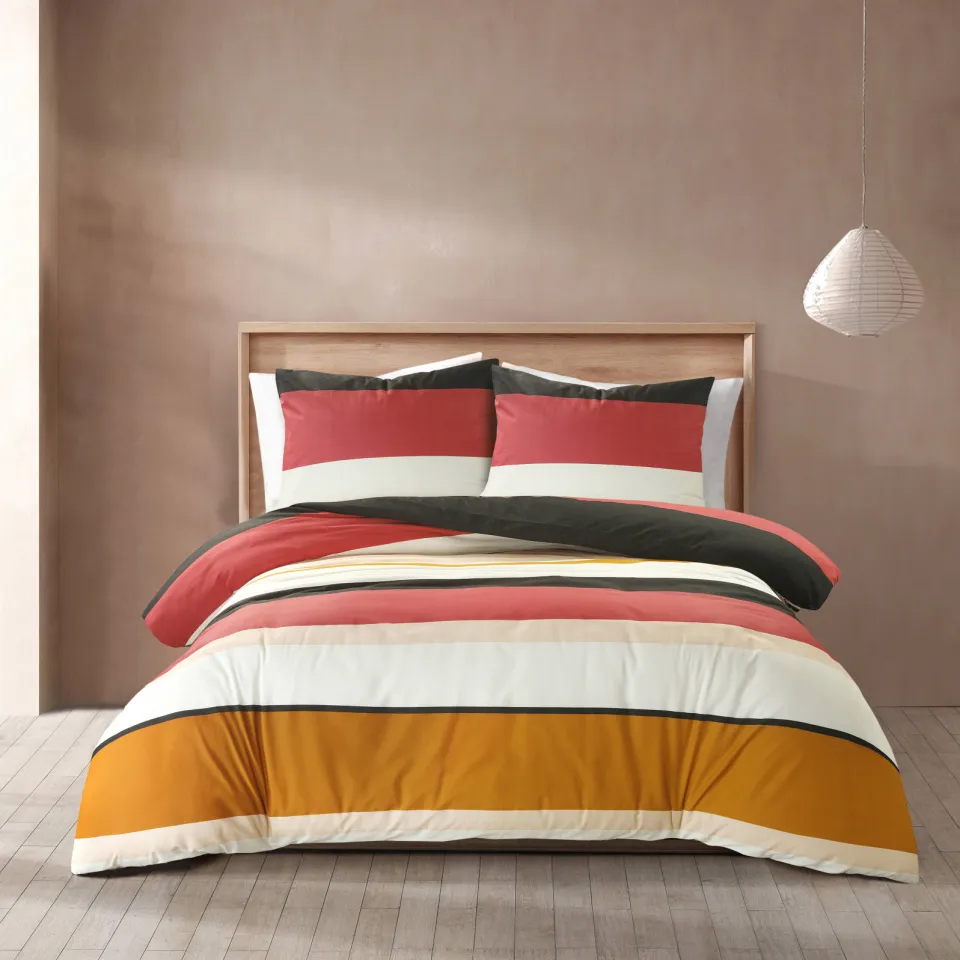 NOUS Living katoenen dekbedovertrek 2-persoons (200x220 cm) rood, foto 2