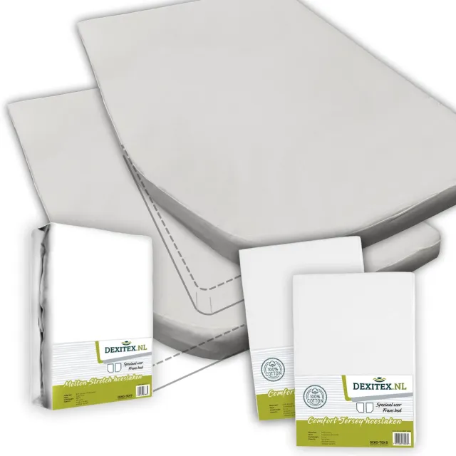 dexitex Textielpakket Frans bed - 1 molton met 2 hoeslakens - links 2 x Wit
