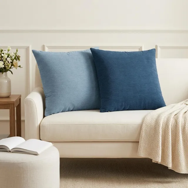 vidaXL Kussensloop 6 st HEERLEN Blauw 55 x 55 cm corduroy