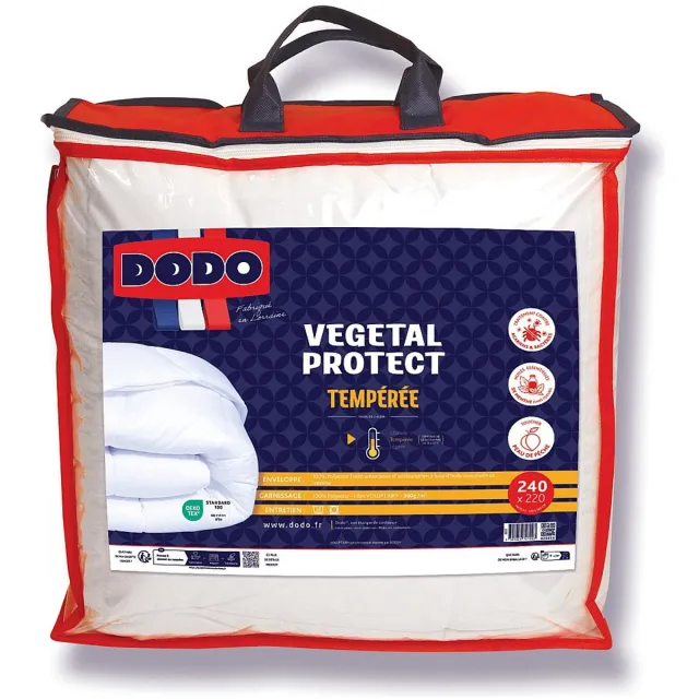 Vente-unique Gematigd dekbed DODO natuurlijk anti-huisstofmijt - 220 x 240 cm - VEGETAL PROTECT Wit