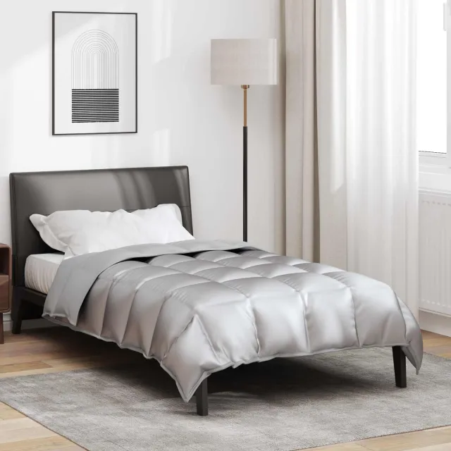 vidaXL Winter Dekbed 155 x 220 cm 450 gsm Satijn en microvezel zilver