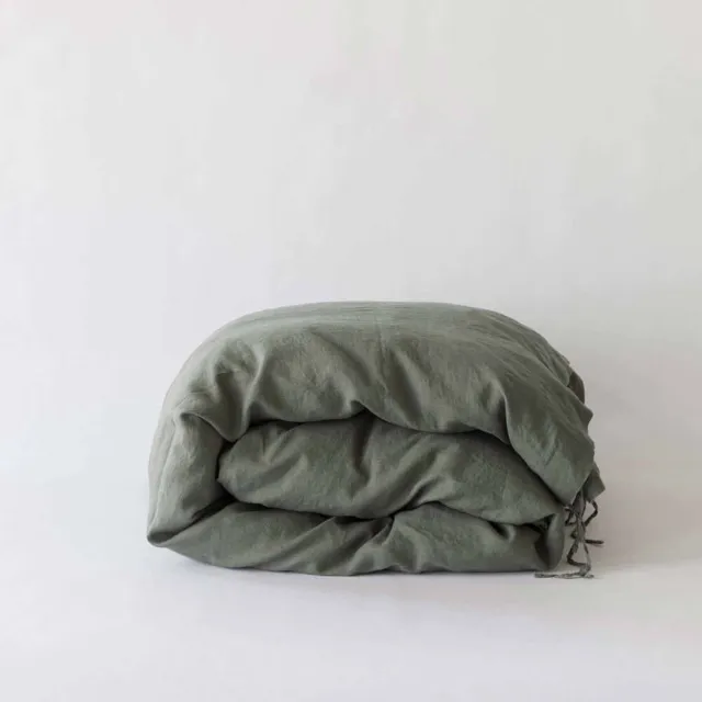 Tell me More Dekbedovertrek 100% linnen - 240x220cm - Khaki groen