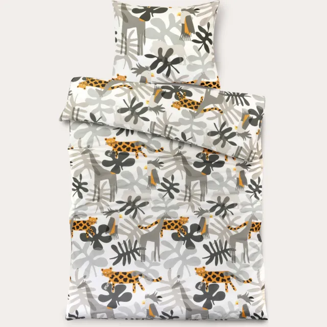 NOUS Kids katoenen dekbedovertrek 1-persoons (140x200 cm) Grijs