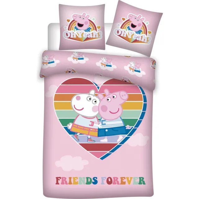 Peppa Pig Dekbedovertrek Hart - Eenpersoons - 140 x 200 cm - Multi