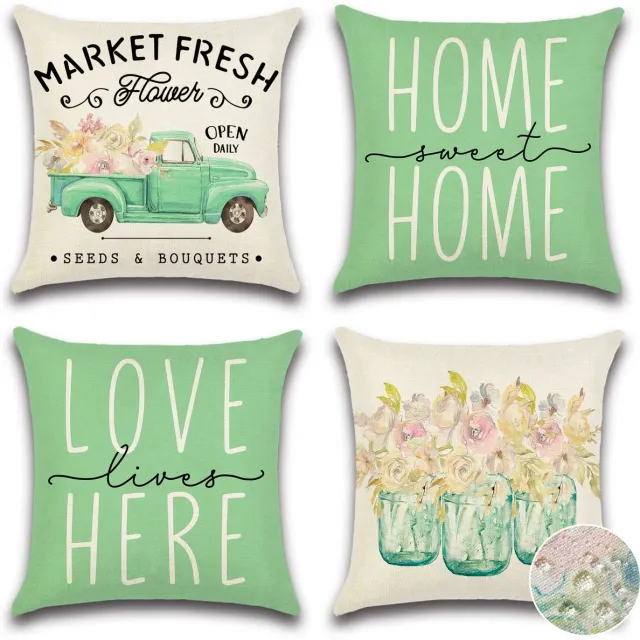 Ibenzoa Ademende Kussenhoezen Set - 45x45cm - Set van 4 voor Buiten en Binnen groen
