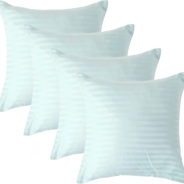 Homescapes Satijn Streep Katoen Kussensloop 40x40 cm – Set van 4 – Aquablauw – 100% Egyptisch Katoen – Draaddichtheid 330