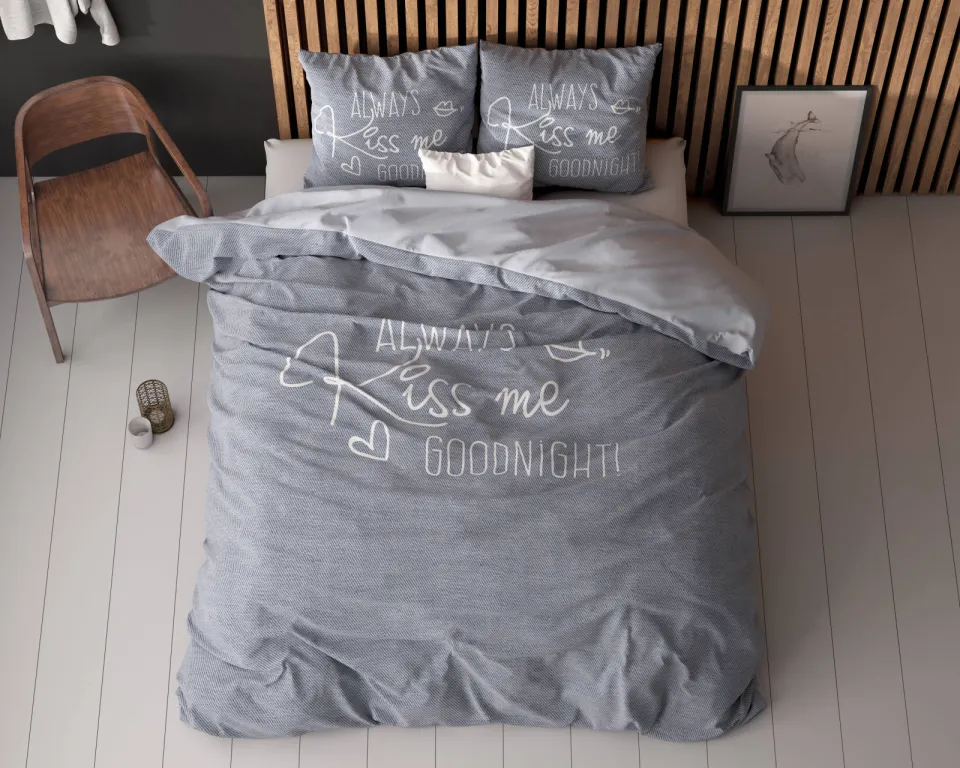 Sleeptime 2-persoons dekbedovertrek met print 200x220 cm - blauw, foto 3