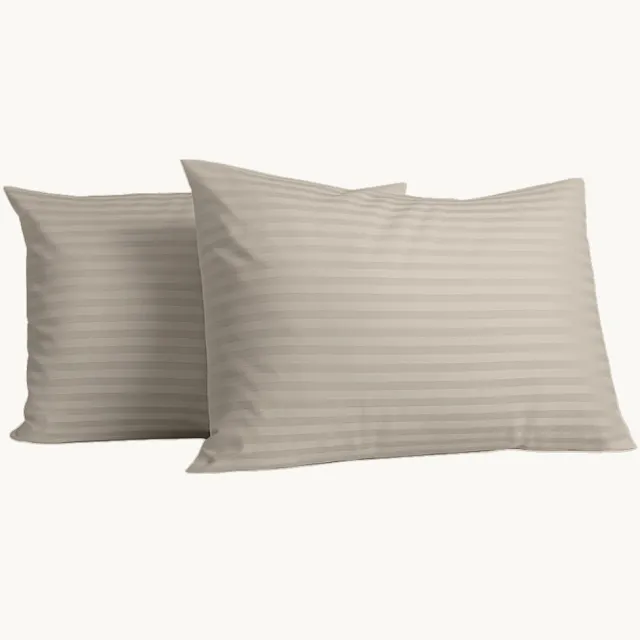 Y-not® Y-NOT Kussenslopen Set - Hotel Stripe Satin Taupe/Grey - 60x70 cm - 2-pack - Zachte Kussenhoezen voor Comfortabele Nachtrust Taupe Grey