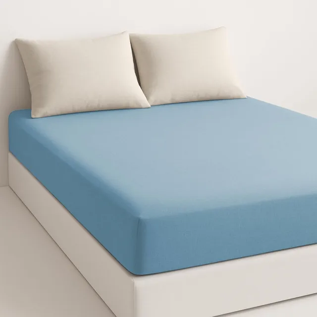 Unyqoos Blauw microvezel hoeslaken voor matrassen tot 28 cm diep en ademend