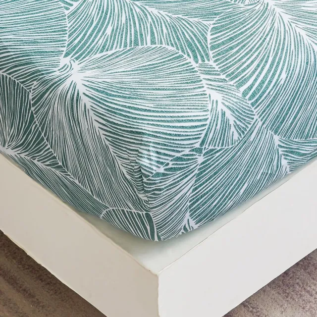 JGS ® Luxe Hoeslaken met Tropisch Bladmotief voor Optimaal Slaapcomfort in Groen lichtgroen