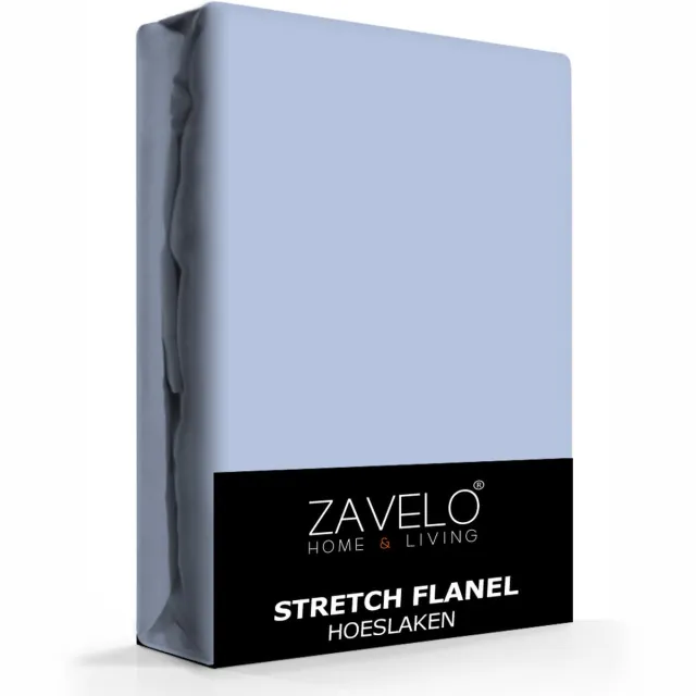 Zavelo Stretch Flanel Hoeslaken Blauw-1-persoons (90x220 cm)