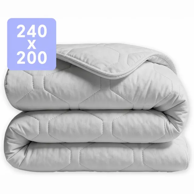 Happybed Dekbed zonder overtrek 240x200 - 100% Katoen - Wasbaar Zomerdekbed - Bedrukt dekbed zonder hoes - Hoesloos Dekbed - Lits Jumeaux - Pebble Grey