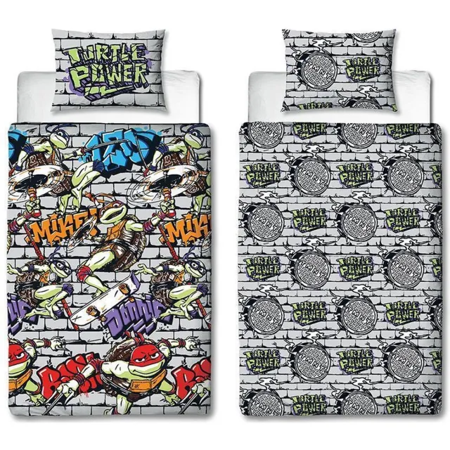 Teenage Mutant Ninja Turtles dekbedovertrek - eenpersoons met 1 kussensloop - Ninja Turtles dekbed - geschikt voor 140 x 200 cm. multi colour