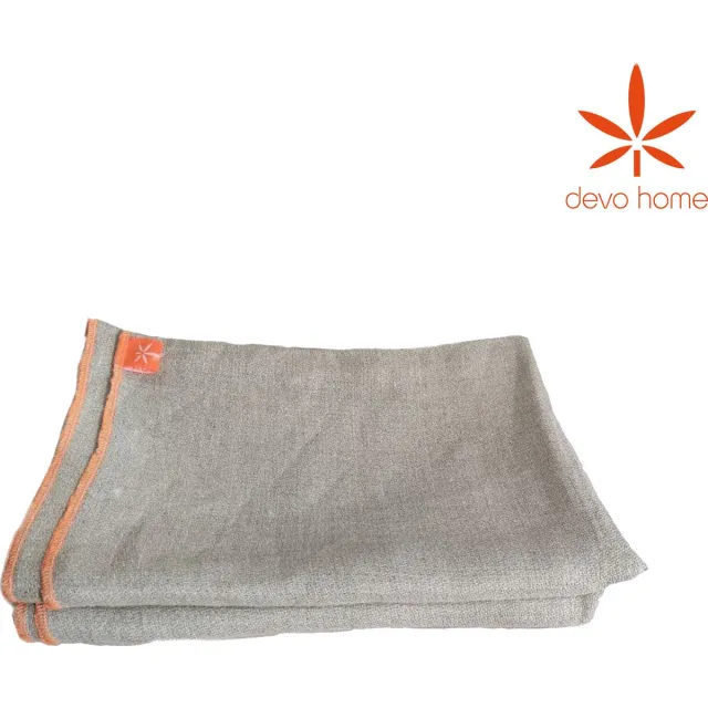 devo home DevoHome Hennep Deken 150x220 cm - Hennep Shawl Plaid - TV Deken - Throw Plaid - Zomerdekbed - Biologisch & ecologisch - Beige