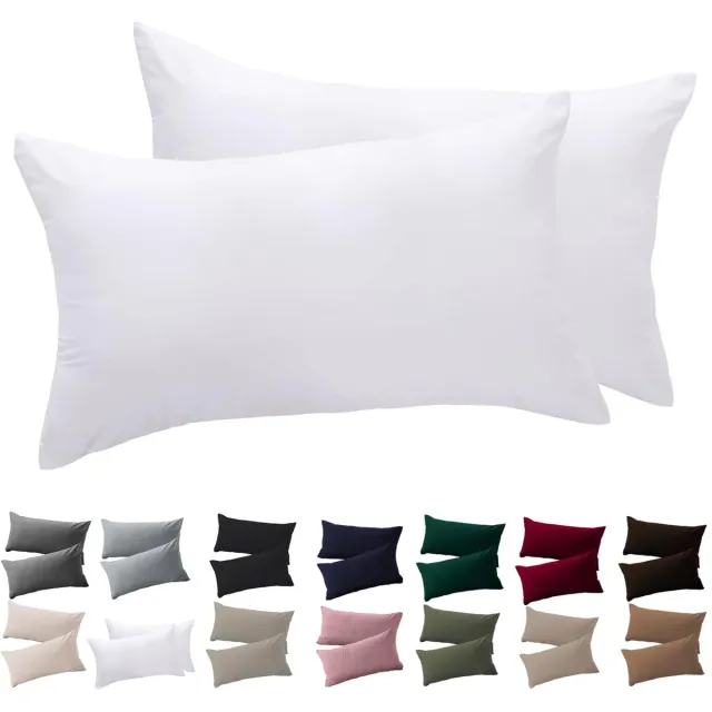 Famanu Kussenhoezen set van 2, 40 x 80 cm, wit, 100% microvezel, strijkvrij en kreukvrij met ritssluiting
