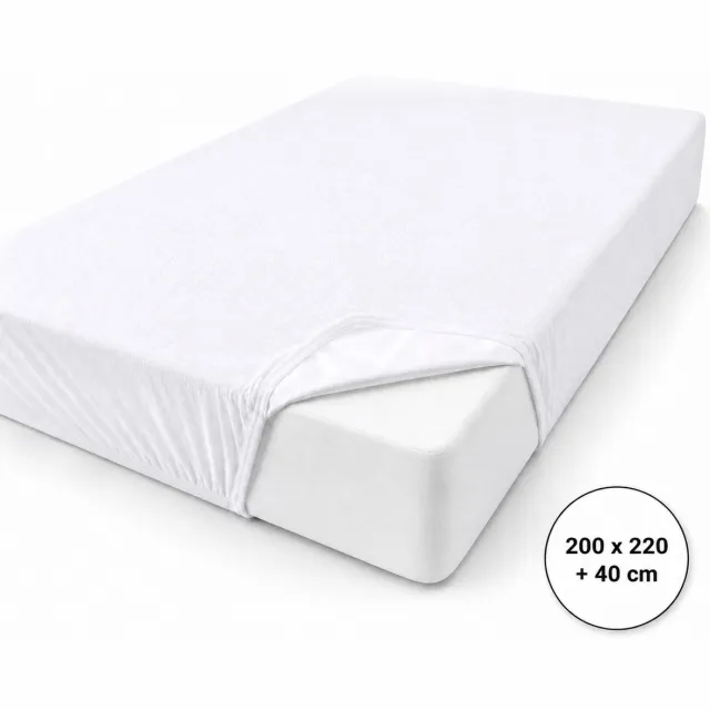 Roden Blue Matrasbeschermer - 200x220 cm - Waterdicht & Wasbaar - Ademend & Anti-allergisch - Hoekhoog 40 cm - Badstof wit