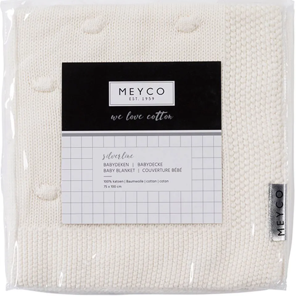 Meyco Knots wiegdeken gebroken wit, foto 2