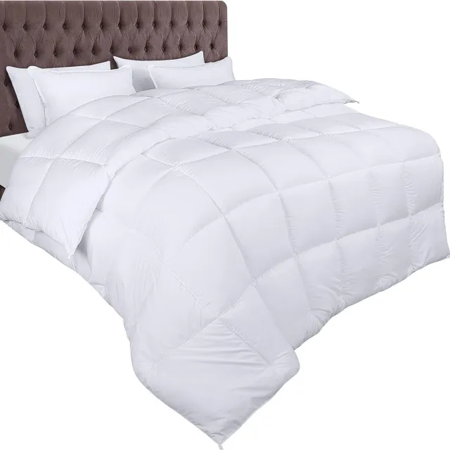 Famanu Dekbed 200 x 200 cm, 10,5 tog, pluche gesiliconiseerd fiberfill, doosgestikt dons alternatief – Wit
