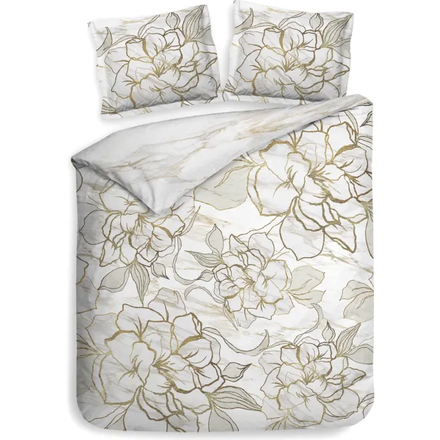 Heckettlane Fabiola Dekbedovertrek - Lits-jumeaux - Katoensatijn - 260x200-220cm - Off-White