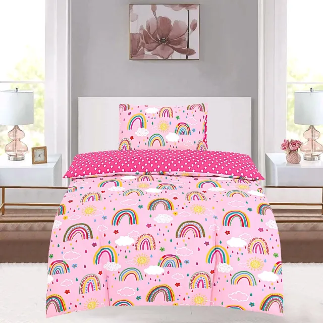 Cotton Touch Pink Rainbow Dekbedovertrek roze