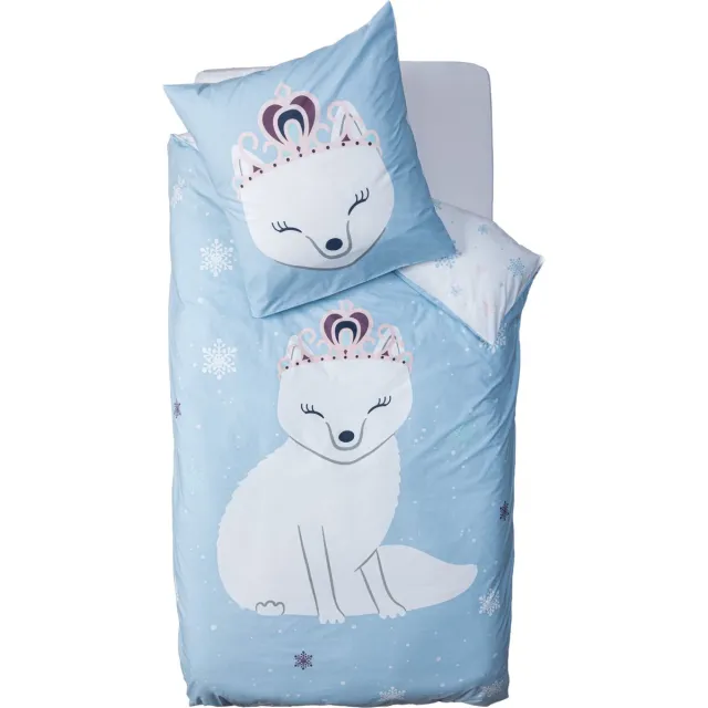 Atmosphera Kids Dekbedovertrek set met 1 kussensloop 140x200cm/65x65cm Winter Blauw