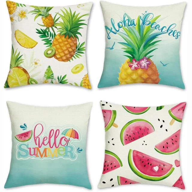 Famanu Kussenhoezen Set met vers fruitmotief - Verfrissende uitstraling voor je interieur - 45 x 45 cm Transparant