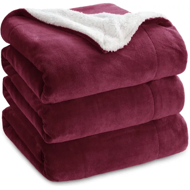 Bedsure XXL Deken – 220×240 cm – Dikke & Warme Woondeken – Grote Bankdeken – Bordeaux Rood