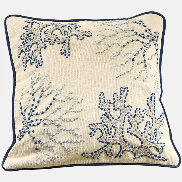 Loberon Kussenhoes Whitmere blauw/wit