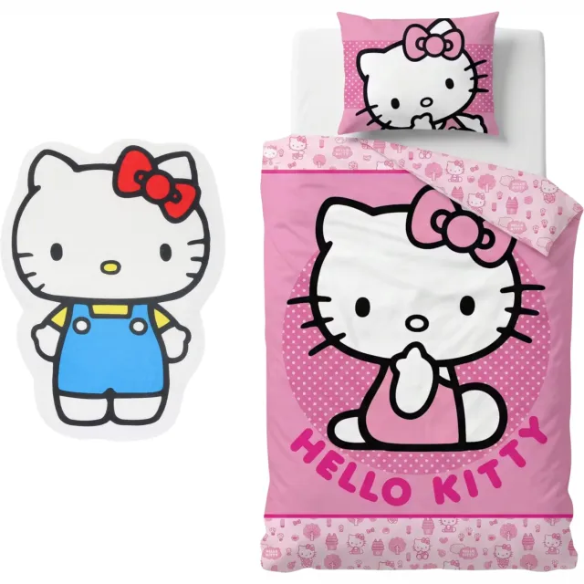 Hello Kitty slaapkamerset; dekbedovertrek en kussen Set met 3D kussen