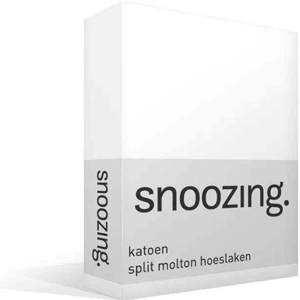Snoozing Katoen - Split - Molton - Hoeslaken - Lits-jumeaux - 200x210/220 cm - Wit