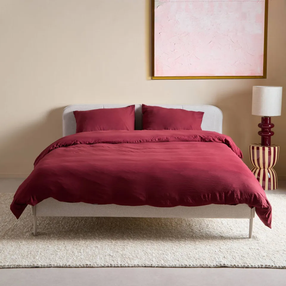 NOUS Living super soft dekbedovertrek donkerrood, foto 4