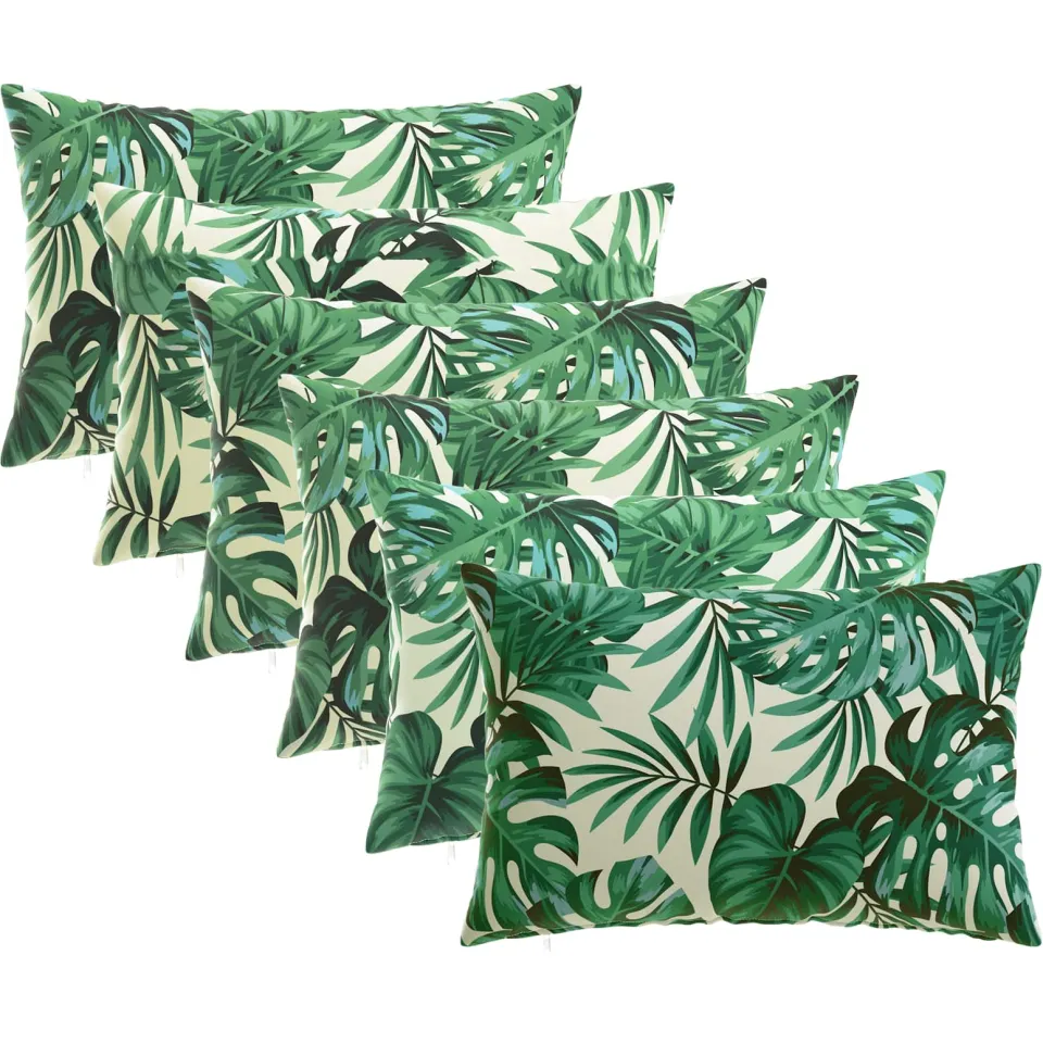 vidaXL Kussensloop 6 st HEERLEN Bladpatroon 40 x 60 cm Polyester groen, foto 3