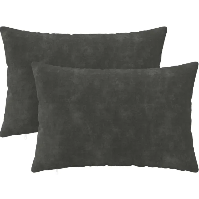 vidaXL Kussensloop 2 st HEERLEN Antraciet 50 x 75 cm Microfiber Fleece Anthraciet