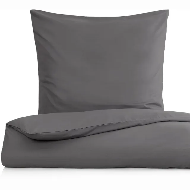 Lumaland Dekbedovertrek incl. kussenhoes - YKK ritssluiting - 155x220cm + 80x80cm - Antraciet