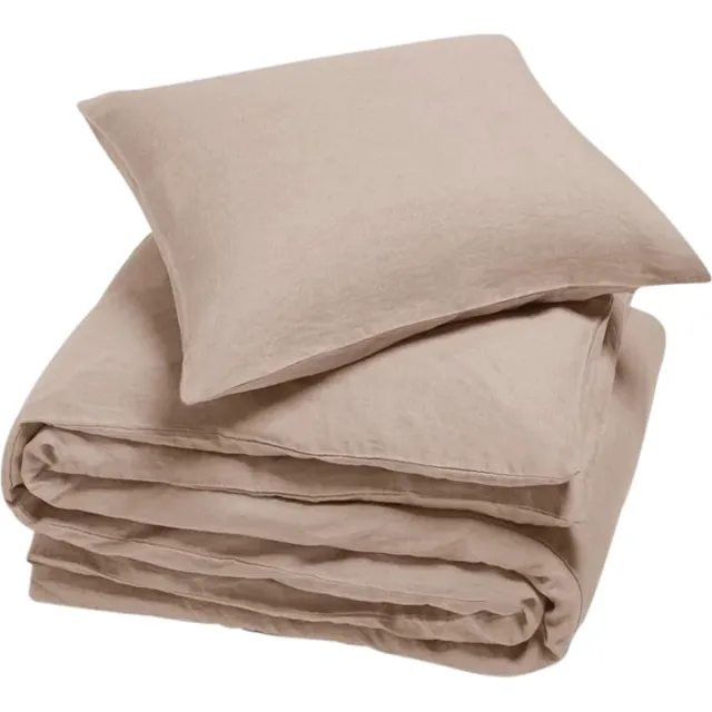 Yumeko dekbedovertrek gewassen linnen dusty roze 140x220 + 1/60x70 - Biologisch & ecologisch