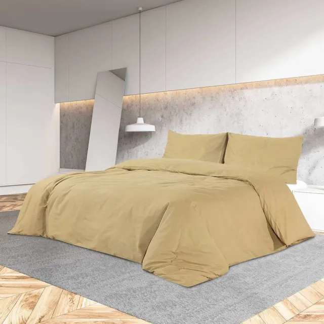 vidaXL Dekbedovertrekset lichtgewicht 140x200 cm microvezel taupe, foto 2